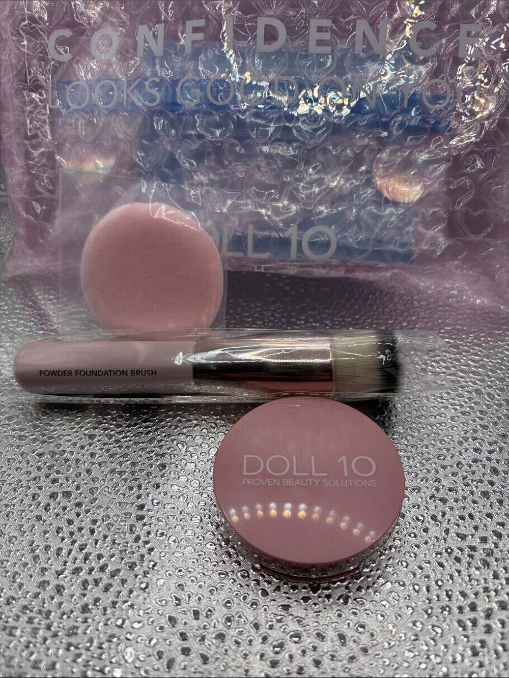 Doll10 Skin Genius Cheek Flush perfect pink flush with foundation brush set NEW